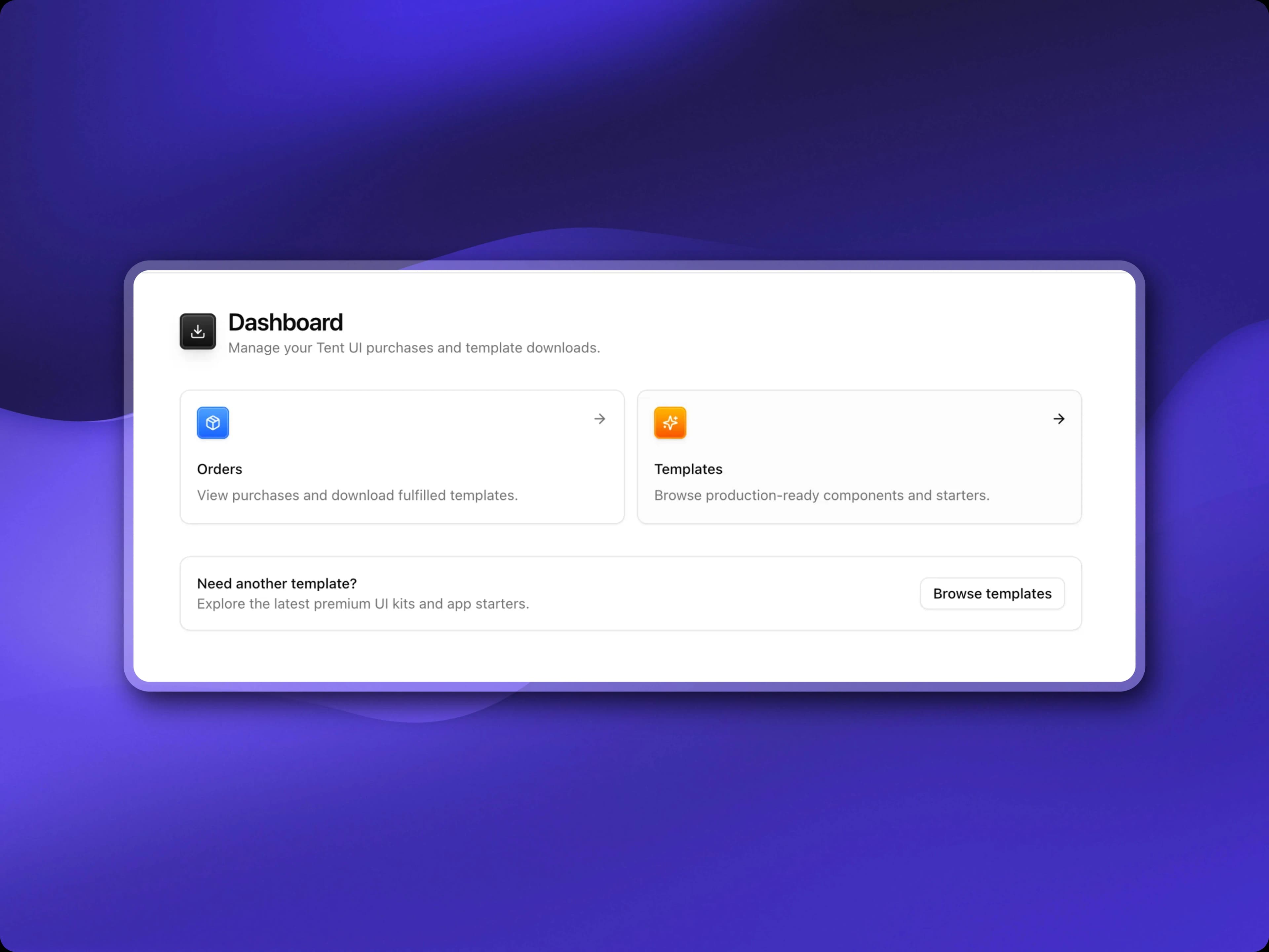 Customer dashboard interface