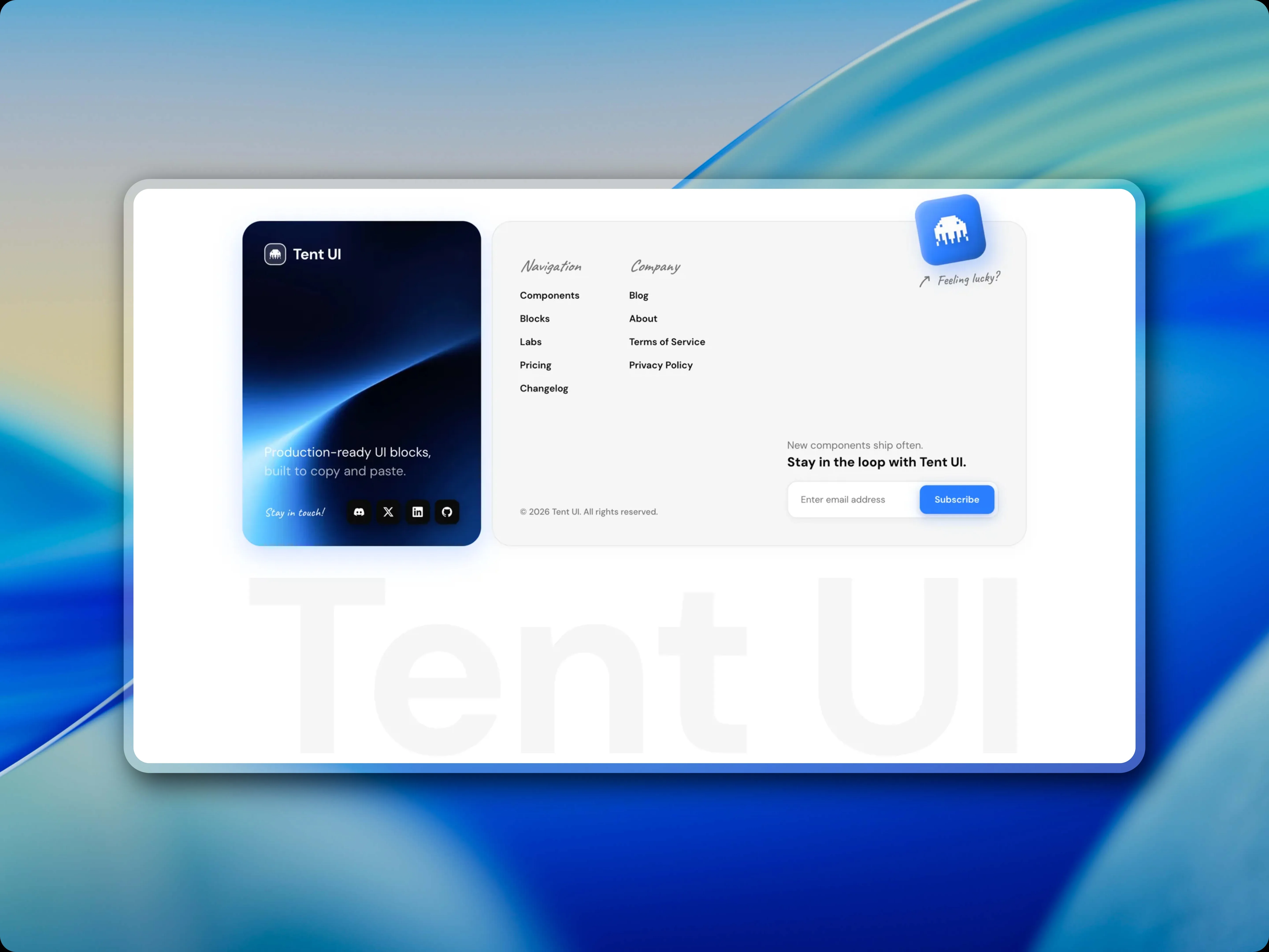 Website footer interface