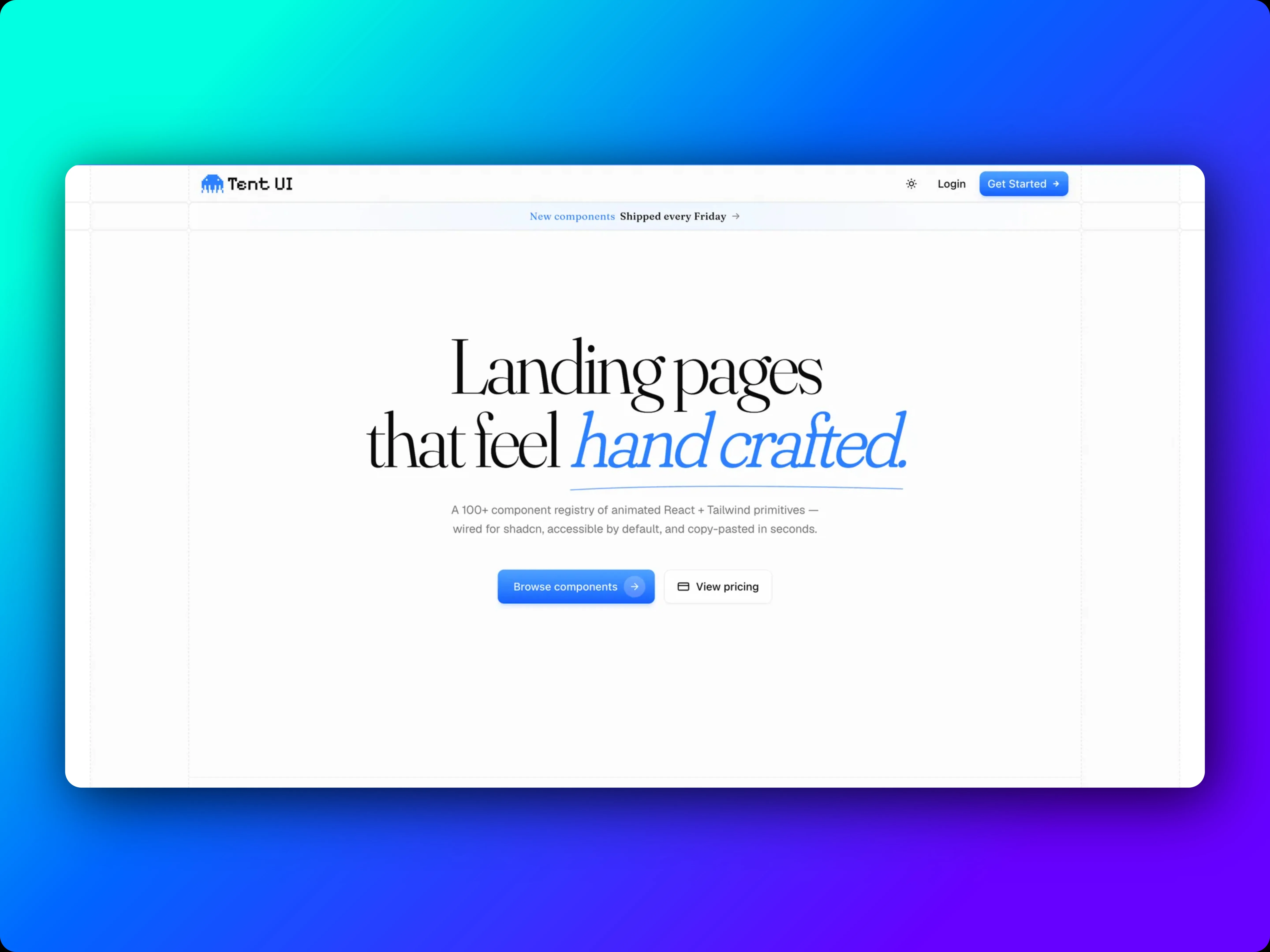 Component library landing page